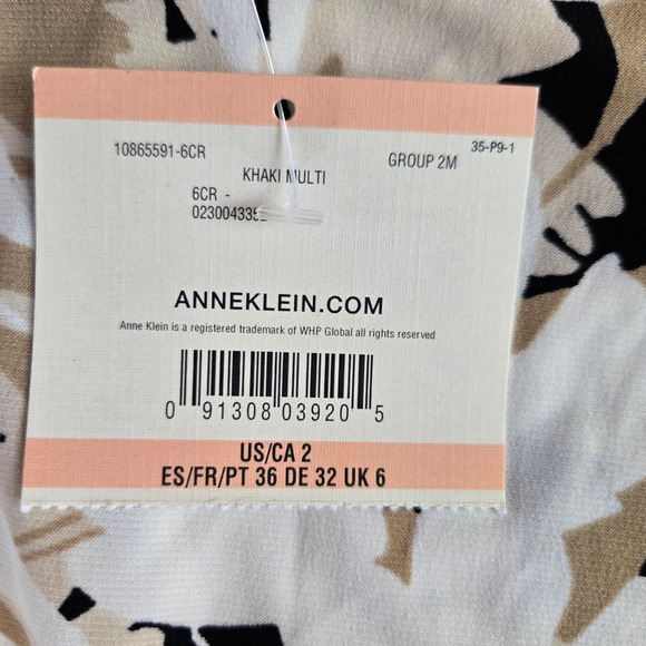 Anne Klein Khaki Multi Floral Ruffle Sleeve Workwear Shift Dress Size 2 NWT - Picture 8 of 10